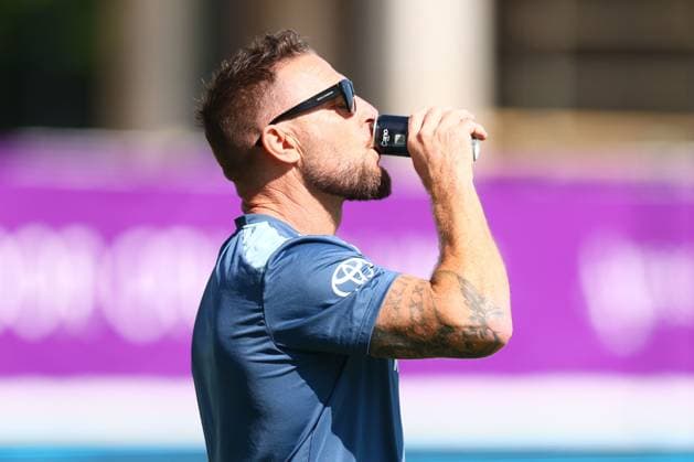 England coach Brendon McCullum before the start of the match England v India, First Metro Bank One Day International, International Cricket, Edgbaston, Birmingham, UK - 14 Jul 2026Birmingham Edgbaston United Kingdom  Copyright: xPaulxCurrie Shutterstockx 16989400h