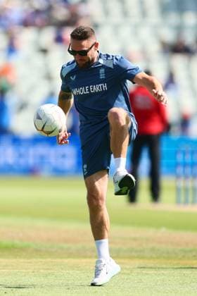 England coach Brendon McCullum before the start of the match England v India, First Metro Bank One Day International, International Cricket, Edgbaston, Birmingham, UK - 14 Jul 2026Birmingham Edgbaston United Kingdom  Copyright: xPaulxCurrie Shutterstockx 16989400j
