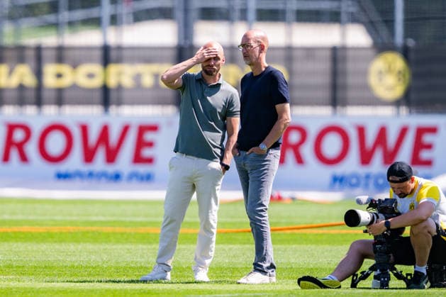Bundesliga, Borussia Dortmund öffentliches Training am 14.07.2026, Saisonstart 2026 2027 in Dortmud Ole Book, Carsten Cramer *** Bundesliga, Borussia Dortmund public training session on July 14, 2026, start of the 2026–2027 season in Dortmund, Ole Book, Carsten Cramer Copyright: xDavidxInderliedx