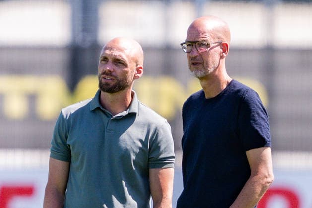 Bundesliga, Borussia Dortmund öffentliches Training am 14.07.2026, Saisonstart 2026 2027 in Dortmud Ole Book, Carsten Cramer *** Bundesliga, Borussia Dortmund public training session on July 14, 2026, start of the 2026–2027 season in Dortmund, Ole Book, Carsten Cramer Copyright: xDavidxInderliedx