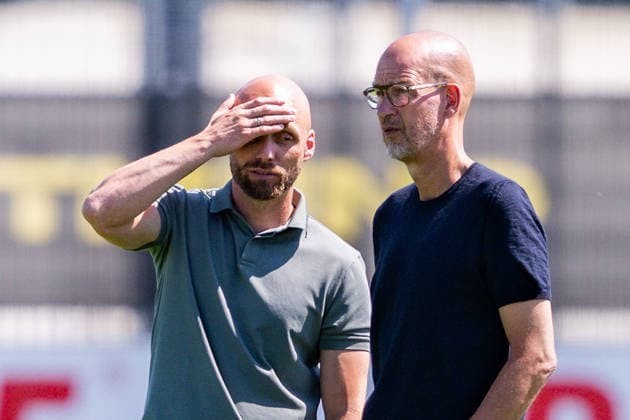 Bundesliga, Borussia Dortmund öffentliches Training am 14.07.2026, Saisonstart 2026 2027 in Dortmud Ole Book, Carsten Cramer *** Bundesliga, Borussia Dortmund public training session on July 14, 2026, start of the 2026–2027 season in Dortmund, Ole Book, Carsten Cramer Copyright: xDavidxInderliedx