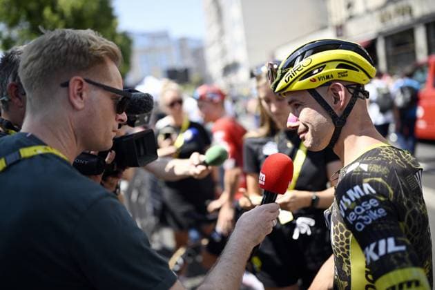 Belgian Victor Campenaerts of Team Visma-Lease a Bike pictured at the start of stage 10 of the 2026 Tour de France cycling race, a stage of 167km from Aurillac to Le Lioran, on Tuesday 14 July 2026. The 113th edition of the Tour de France starts on Saturday 4 July in Barcelona, Spain, and will finish in Paris, France on the 26th of July. JASPERxJACOBS  x181106328x