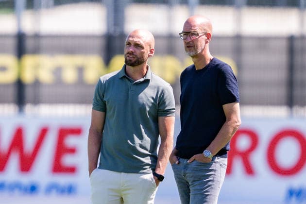 Bundesliga, Borussia Dortmund öffentliches Training am 14.07.2026, Saisonstart 2026 2027 in Dortmud Ole Book, Carsten Cramer *** Bundesliga, Borussia Dortmund public training session on July 14, 2026, start of the 2026–2027 season in Dortmund, Ole Book, Carsten Cramer Copyright: xDavidxInderliedx