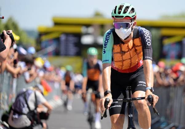 French Paul Seixas of Decathlon CMA CGM Team pictured at the start of stage 10 of the 2026 Tour de France cycling race, a stage of 167km from Aurillac to Le Lioran, on Tuesday 14 July 2026. The 113th edition of the Tour de France starts on Saturday 4 July in Barcelona, Spain, and will finish in Paris, France on the 26th of July. DAVIDxPINTENS  x181107572x