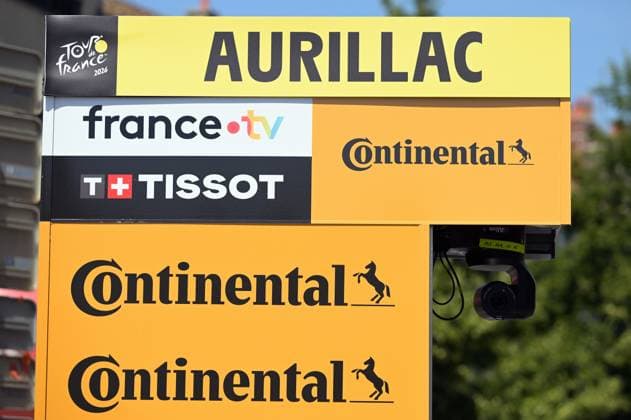 illustration shows the logo Tour De France pictured at the start of stage 10 of the 2026 Tour de France cycling race, a stage of 167km from Aurillac to Le Lioran, on Tuesday 14 July 2026. The 113th edition of the Tour de France starts on Saturday 4 July in Barcelona, Spain, and will finish in Paris, France on the 26th of July. DAVIDxPINTENS  x181107871x