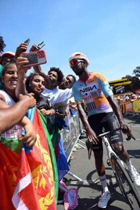 Eritrean Biniam Girmay of NSN Cycling Team pictured at the start of stage 10 of the 2026 Tour de France cycling race, a stage of 167km from Aurillac to Le Lioran, on Tuesday 14 July 2026. The 113th edition of the Tour de France starts on Saturday 4 July in Barcelona, Spain, and will finish in Paris, France on the 26th of July. DAVIDxPINTENS  x181108924x