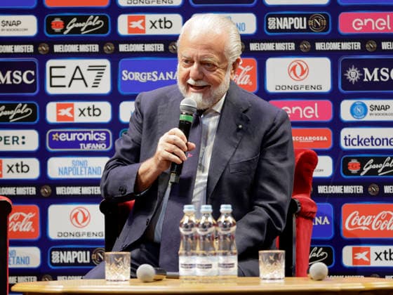 Presentation of Napoli New Head Coach Massimiliano Allegri Aurelio De Laurentiis during Presentation of SSC Napoli™s new manager, Massimiliano Allegri, at the Teatro San Carlo in Naples on 14 July 2026. _BPH0894 Copyright: xAntonioxBalascox