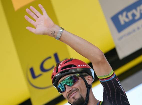 French Julian Alaphilippe of Tudor Pro Cycling Team pictured at the start of stage 10 of the 2026 Tour de France cycling race, a stage of 167km from Aurillac to Le Lioran, on Tuesday 14 July 2026. The 113th edition of the Tour de France starts on Saturday 4 July in Barcelona, Spain, and will finish in Paris, France on the 26th of July. DAVIDxPINTENS  x181110602x
