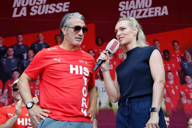 Murat Yakin (Trainer) im Interview , Schweiz, Schweizer Nationalteam Empfang Zürich, WM-Rückkehr der Schweizer Nati, Empfang nach der WM 2026, 2026, 14.07.2026, Turbinenplatz, Zürich, Schweiz Zürich Turbinenplatz Schweiz *** Interview with Coach Murat Yakin, Switzerland, Swiss National Team Welcome Ceremony in Zurich, World Cup: Return of the Swiss National Team, Welcome Ceremony after the 2026 World Cup, 2026, July 14, 2026, Turbinenplatz, Zurich, Switzerland, Zurich, Turbinenplatz, Switzerland Copyright: xGrantxHubbsx