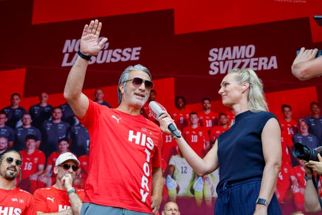 Murat Yakin (Trainer) im Interview , Schweiz, Schweizer Nationalteam Empfang Zürich, WM-Rückkehr der Schweizer Nati, Empfang nach der WM 2026, 2026, 14.07.2026, Turbinenplatz, Zürich, Schweiz Zürich Turbinenplatz Schweiz *** Interview with Coach Murat Yakin, Switzerland, Swiss National Team Welcome Ceremony in Zurich, World Cup: Return of the Swiss National Team, Welcome Ceremony after the 2026 World Cup, 2026, July 14, 2026, Turbinenplatz, Zurich, Switzerland, Zurich, Turbinenplatz, Switzerland Copyright: xGrantxHubbsx