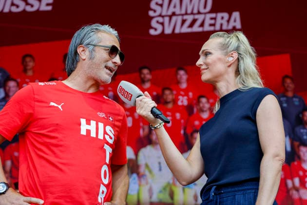 Murat Yakin (Trainer) im Interview , Schweiz, Schweizer Nationalteam Empfang Zürich, WM-Rückkehr der Schweizer Nati, Empfang nach der WM 2026, 2026, 14.07.2026, Turbinenplatz, Zürich, Schweiz Zürich Turbinenplatz Schweiz *** Interview with Coach Murat Yakin, Switzerland, Swiss National Team Welcome Ceremony in Zurich, World Cup: Return of the Swiss National Team, Welcome Ceremony after the 2026 World Cup, 2026, July 14, 2026, Turbinenplatz, Zurich, Switzerland, Zurich, Turbinenplatz, Switzerland Copyright: xGrantxHubbsx