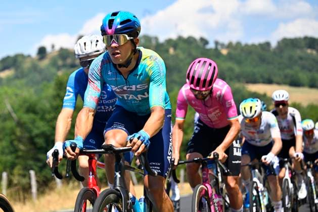 Tour de France 2026 Stage 10 LE LIORAN, FRANCE - JULY 14 : Rider of Team XDS Astana in action during stage 10 of the 113rd edition of Tour de France an UCI World Tour 2.UWT cycling road race stage for Men Elite of 167 km with start in Aurillac and finish in Le Lioran on July 14, 2026 in Le Lioran, France, 14 07 2026 Le Lioran France  Copyright: xTomasxSiskx