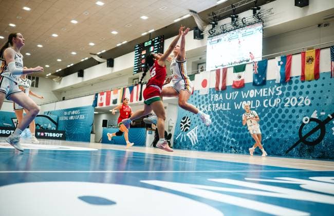 RECORD DATE NOT STATED Frederike Askamp ( 14; Deutschland) zieht in der Starez Arena Vodova in Brno zum Sprungwurf hoch, während eine Spielerin Mexikos ( 15; Isamar Rumbo) den Abschluss zu blocken versucht. Im Hintergrund sind weitere Spielerinnen beider Teams sowie das FIBA U17, U 17 Women s Basketball World Cup 2026-Banner zu sehen. Frederike Askamp ( 14; Deutschland) beim Wurf gegen Mexico *** Frederike Askamp, No. 14 from Germany, rises for a jump shot at the Starez Arena Vodova in Brno, while a Mexican player, No. 15 Isamar Rumbo, tries to block the shot. In the background, other players from both teams can be seen, as well as the 2026 FIBA U17 Women’s Basketball World Cup banner. Frederike Askamp, No. 14 of Germany, shoots against Mexico Copyright: xJoelxKruehlerx