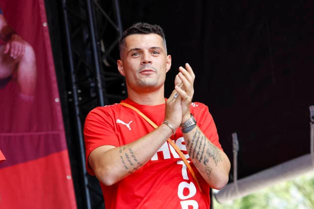 Granit Xhaka , Schweiz, Schweizer Nationalteam Empfang Zürich, WM-Rückkehr der Schweizer Nati, Empfang nach der WM 2026, 2026, 14.07.2026, Turbinenplatz, Zürich, Schweiz Zürich Turbinenplatz Schweiz *** Granit Xhaka, Switzerland, Swiss National Team Welcome Ceremony in Zurich, World Cup Return of the Swiss National Team, Welcome Ceremony after the 2026 World Cup, 2026, July 14, 2026, Turbinenplatz, Zurich, Switzerland, Zurich, Turbinenplatz, Switzerland Copyright: xGrantxHubbsx