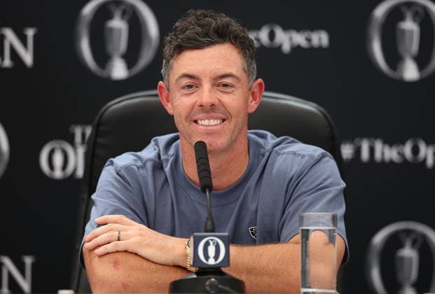 154th Open Golf Championships - Practice Day Rory McIlroy of Northern Ireland attends a press conference, PK, Pressekonferenz during practice day at the British Open Golf Championships at Royal Birkdale in Southport, Britain, 14 July 2026. SOUTHPORT UNITED KINGDOM  Copyright: xADAMxVAUGHANx