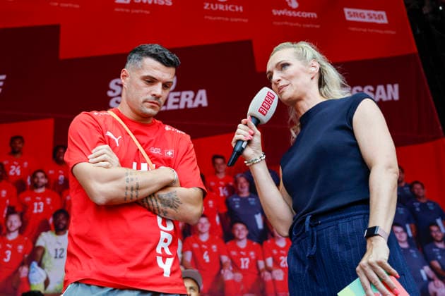 Granit Xhaka im Interview , Schweiz, Schweizer Nationalteam Empfang Zürich, WM-Rückkehr der Schweizer Nati, Empfang nach der WM 2026, 2026, 14.07.2026, Turbinenplatz, Zürich, Schweiz Zürich Turbinenplatz Schweiz *** Interview with Granit Xhaka, Switzerland, Swiss National Team Welcome Ceremony in Zurich, Swiss National Team s Return from the World Cup, Welcome Ceremony After the 2026 World Cup, 2026, July 14, 2026, Turbinenplatz, Zurich, Switzerland, Zurich, Turbinenplatz, Switzerland Copyright: xGrantxHubbsx