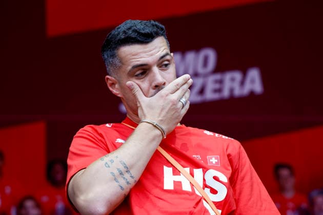 Granit Xhaka , Schweiz, Schweizer Nationalteam Empfang Zürich, WM-Rückkehr der Schweizer Nati, Empfang nach der WM 2026, 2026, 14.07.2026, Turbinenplatz, Zürich, Schweiz Zürich Turbinenplatz Schweiz *** Granit Xhaka, Switzerland, Swiss National Team Welcome Ceremony in Zurich, World Cup Return of the Swiss National Team, Welcome Ceremony after the 2026 World Cup, 2026, July 14, 2026, Turbinenplatz, Zurich, Switzerland, Zurich, Turbinenplatz, Switzerland Copyright: xGrantxHubbsx