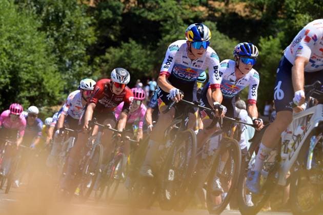 German Florian Lipowitz of Red Bull-BORA-hansgrohe pictured in action during the stage 10 of the 2026 Tour de France cycling race, a stage of 167km from Aurillac to Le Lioran, on Tuesday 14 July 2026. The 113th edition of the Tour de France starts on Saturday 4 July in Barcelona, Spain, and will finish in Paris, France on the 26th of July. DAVIDxPINTENS  x181129871x