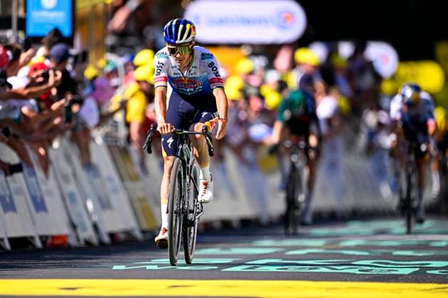 Tour de France 2026 Stage 10 LE LIORAN, FRANCE - JULY 14 : Evenepoel Remco (BEL) of Red Bull BORA Hansgrohe at the finish line during stage 10 of the 113rd edition of Tour de France an UCI World Tour 2.UWT cycling road race stage for Men Elite of 167 km with start in Aurillac and finish in Le Lioran on July 14, 2026 in Le Lioran, France, 14 07 2026 Le Lioran France  Copyright: xTomasxSiskx