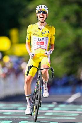 Tour de France 2026 Stage 10 LE LIORAN, FRANCE - JULY 14 : Pogacar Tadej (SLO) of UAE Team Emirates XRG celebrating his victory during stage 10 of the 113rd edition of Tour de France an UCI World Tour 2.UWT cycling road race stage for Men Elite of 167 km with start in Aurillac and finish in Le Lioran on July 14, 2026 in Le Lioran, France, 14 07 2026 Le Lioran France  Copyright: xTomasxSiskx