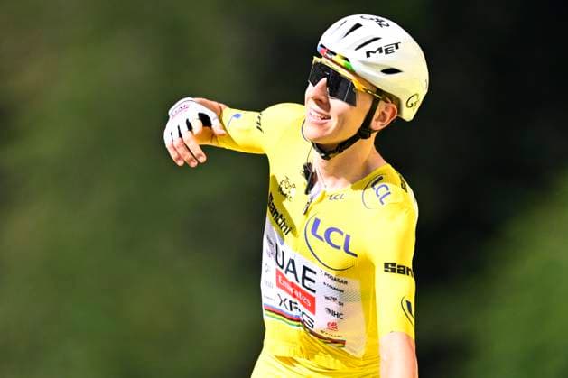 Tour de France 2026 Stage 10 LE LIORAN, FRANCE - JULY 14 : Pogacar Tadej (SLO) of UAE Team Emirates XRG celebrating his victory during stage 10 of the 113rd edition of Tour de France an UCI World Tour 2.UWT cycling road race stage for Men Elite of 167 km with start in Aurillac and finish in Le Lioran on July 14, 2026 in Le Lioran, France, 14 07 2026 Le Lioran France  Copyright: xTomasxSiskx