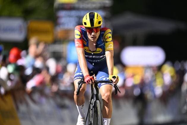 Tour de France 2026 Stage 10 LE LIORAN, FRANCE - JULY 14 : Rider of Team Lidl - Trek at the finish line during stage 10 of the 113rd edition of Tour de France an UCI World Tour 2.UWT cycling road race stage for Men Elite of 167 km with start in Aurillac and finish in Le Lioran on July 14, 2026 in Le Lioran, France, 14 07 2026 Le Lioran France  Copyright: xTomasxSiskx
