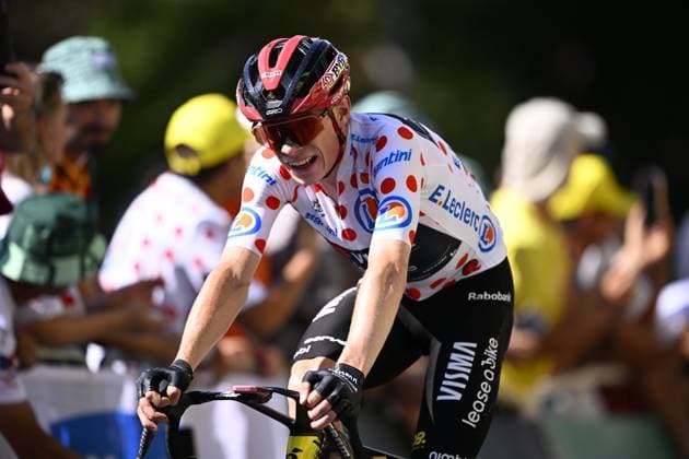 Tour de France 2026 Stage 10 LE LIORAN, FRANCE - JULY 14 : Vingegaard Jonas (DEN) of Team Visma Lease a Bike at the finish line during stage 10 of the 113rd edition of Tour de France an UCI World Tour 2.UWT cycling road race stage for Men Elite of 167 km with start in Aurillac and finish in Le Lioran on July 14, 2026 in Le Lioran, France, 14 07 2026 Le Lioran France  Copyright: xTomasxSiskx