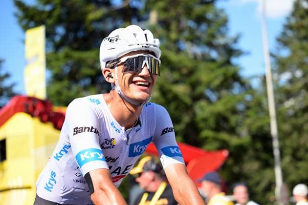 Mexican Isaac Del Toro of UAE Team Emirates XRG reacts after the stage 10 of the 2026 Tour de France cycling race, a stage of 167km from Aurillac to Le Lioran, on Tuesday 14 July 2026. The 113th edition of the Tour de France starts on Saturday 4 July in Barcelona, Spain, and will finish in Paris, France on the 26th of July. DAVIDxPINTENS  x181132765x