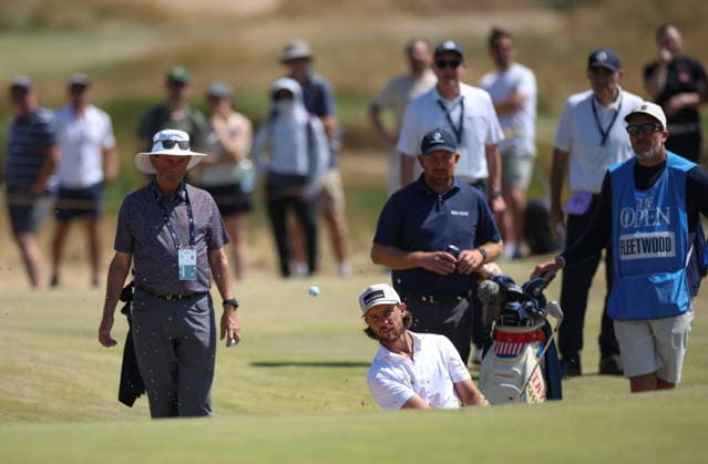 154th Open Golf Championships - Practice Day Tommy Fleetwood of England (C) in action during practice day at the British Open Golf Championships at Royal Birkdale in Southport, Britain, 14 July 2026. SOUTHPORT UNITED KINGDOM  Copyright: xADAMxVAUGHANx