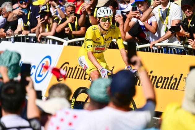 Tour de France 2026 Stage 10 LE LIORAN, FRANCE - JULY 14 : Pogacar Tadej (SLO) of UAE Team Emirates XRG celebrating his victory during stage 10 of the 113rd edition of Tour de France an UCI World Tour 2.UWT cycling road race stage for Men Elite of 167 km with start in Aurillac and finish in Le Lioran on July 14, 2026 in Le Lioran, France, 14 07 2026 Le Lioran France  Copyright: xPeterxDexVoechtx