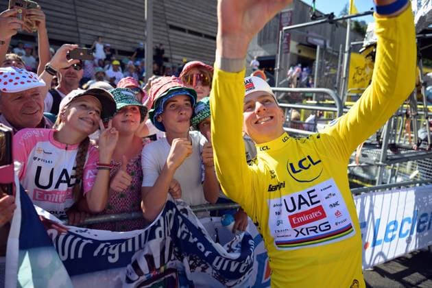 Slovenian Tadej Pogacar of UAE Team Emirates-XRG and pictured after the stage 10 of the 2026 Tour de France cycling race, a stage of 167km from Aurillac to Le Lioran, on Tuesday 14 July 2026. The 113th edition of the Tour de France starts on Saturday 4 July in Barcelona, Spain, and will finish in Paris, France on the 26th of July. DAVIDxPINTENS  x181134429x