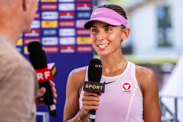 TENNIS - WTA, Tennis Damen Generali Open Ladies Kitzbuehel KITZBUEHEL,AUSTRIA,14.JUL.26 - TENNIS - WTA Tour, Generali Open Ladies Kitzbuehel. Image shows Arabella Koller (AUT) during ORF interview.  GEPAxpictures xJulioxArellano