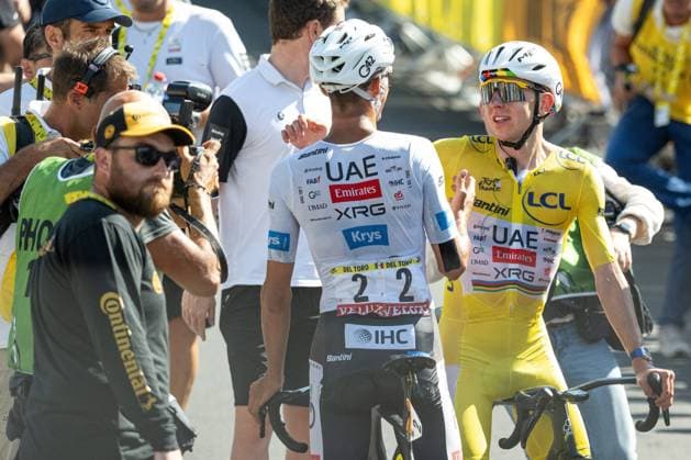Tour de France 2026, arrivee etape 10 Aurillac > Le Lioran PHOTOPQR LA MONTAGNE Jérémie FULLERINGER ; ; 14 07 2026 ; Tour de France 2026, arrivee etape 10 Aurillac > Le Lioran - Laveissiere Tadej Pogacar - CYCLING TOUR DE FRANCE 2026 STAGE 10 Slovenian Tadej Pogacar of UAE Team Emirates XRG pictured in action during the stage 10 of the 2026 Tour de France cycling race, a stage of 167km from Aurillac to Le Lioran, on Tuesday 14 July 2026. France  Copyright: xPHOTOPQR LAxMONTAGNE MAXPPPxJérémiexFULLERINGERx 20260714LMT6875 20260714LMT6940