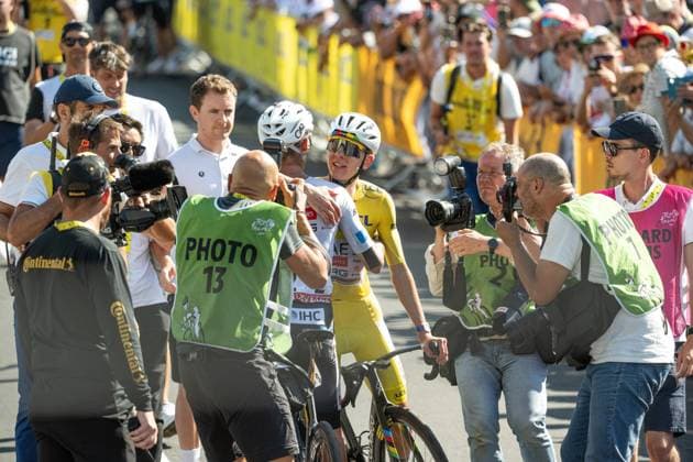 Tour de France 2026, arrivee etape 10 Aurillac > Le Lioran PHOTOPQR LA MONTAGNE Jérémie FULLERINGER ; ; 14 07 2026 ; Tour de France 2026, arrivee etape 10 Aurillac > Le Lioran - Laveissiere Tadej Pogacar - CYCLING TOUR DE FRANCE 2026 STAGE 10 Slovenian Tadej Pogacar of UAE Team Emirates XRG pictured in action during the stage 10 of the 2026 Tour de France cycling race, a stage of 167km from Aurillac to Le Lioran, on Tuesday 14 July 2026. France  Copyright: xPHOTOPQR LAxMONTAGNE MAXPPPxJérémiexFULLERINGERx 20260714LMT6875 20260714LMT6947