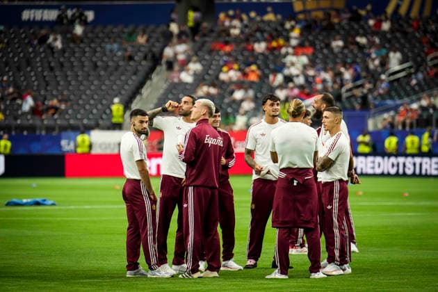 FOOTBALL : France vs Espagne Demi-finale de la Coupe du Monde de la FIFA 2026. Dallas Stadium (AT&T Stadium), Arlington, Texas, Etats-Unis. 14 07 2026. reconnaissance du terrain par les joueurs de Spain  Copyright: xx