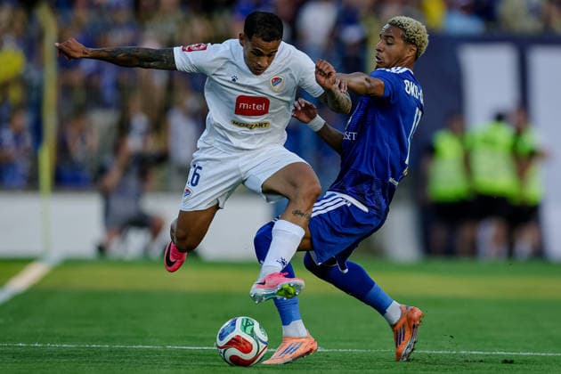 Football - UEFA Champion™s League - 1st qualifying round - PFC Levski vs Borac Banja Luka - 14.07.2026 SOFIA, BULGARIA - JULY 14: Sebastian Herrera, 16 of FK Borac (Banja Luka) and Armstrong Oko-Flex, 11 of PFC Levski during the UEFA Champion™s League 2026 27 Qualifying Round first leg match between PFC Levski vs FK Borac (Banja Luka) at Georgi Asparuhov Stadium on July 14th, 2026 in Sofia, Bulgaria. Copyright: xYulianxTodorovx
