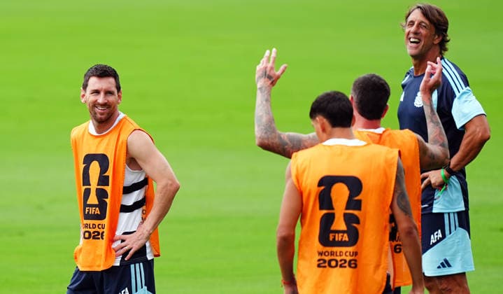 Argentina Training Session - FIFA World Cup, WM, Weltmeisterschaft, Fussball 2026 ATLANTA, GEORGIA - JULY 14: Argentina s Lionel Messi warms up prior to a training session ahead of the 2026 FIFA World Cup semifinal match against England in Atlanta, Georgia, United States, on July 14, 2026. Evrim Aydin Anadolu Georgia United States. Editorial use only. Please get in touch for any other usage.  Copyright: x2026xAnadoluxEvrimxAydinx