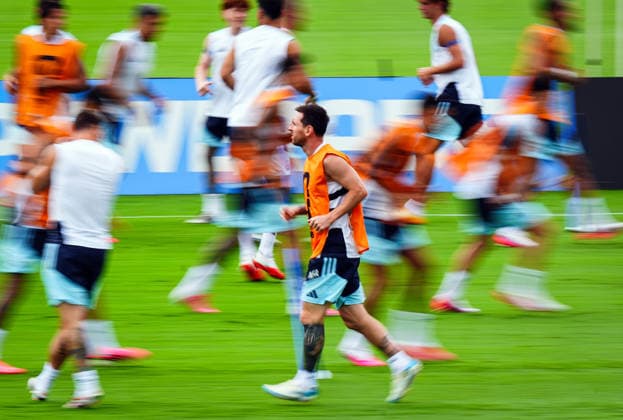 Argentina Training Session - FIFA World Cup, WM, Weltmeisterschaft, Fussball 2026 ATLANTA, GEORGIA - JULY 14: Argentina s Lionel Messi attends the training session ahead of the FIFA World Cup 2026 Semi Final match against England in Atlanta, Georgia, United Staes on July 14, 2026. Evrim Aydin Anadolu Georgia United States. Editorial use only. Please get in touch for any other usage.  Copyright: x2026xAnadoluxEvrimxAydinx