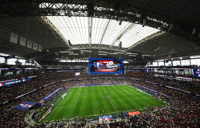 (260715) -- DALLAS, July 15, 2026 -- Kylian Mbappe of France is introduced before the semifinal match between France and Spain at the 2026 FIFA World Cup, WM, Weltmeisterschaft, Fussball at Dallas Stadium in Dallas, the United States, July 14, 2026. ) (SP)U.S.-DALLAS-FOOTBALL-FIFA WORLD CUP-SEMIFINAL-FRA VS ESP HuxXingyu 