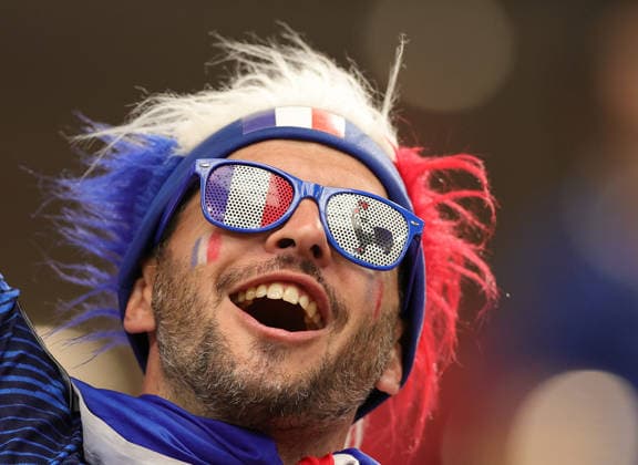 US Soccer World Cup France - Spain 9205555 14.07.2026 A France s fan cheers during the FIFA World Cup, WM, Weltmeisterschaft, Fussball 2026 semi-final soccer match between France and Spain at Dallas Stadium in Arlington, Texas, United States. Nafis Sirazetdinov Sputnik Arlington Texas USA  Copyright: xNafisxSirazetdinovx