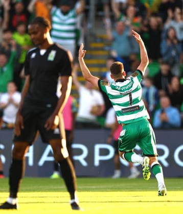 UEFA Champions League First Qualifying Round Second Leg, Tallaght Stadium, Dublin 14 7 2026 Shamrock Rovers vs Floriana Rover™s Dylan Watts celebrates scoring his sides second goal Dylan Watts celebrates scoring his sides second goal 14 7 2026  Copyright: xx JFD11024