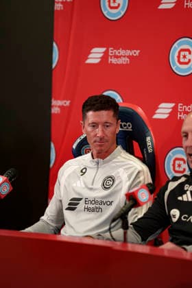 Robert Lewandowski seen during Robert Lewandowski and Chicago Fire press conference, PK, Pressekonferenz (Martin Murillo Ball Raw Images) Loule Estadio Algarve Portugal Copyright: xMartinxMurillox rl9