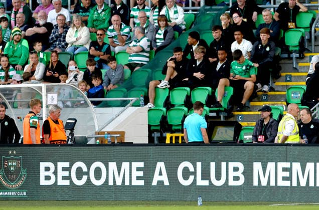 UEFA Champions League First Qualifying Round Second Leg, Tallaght Stadium, Dublin 14 7 2026 Shamrock Rovers vs Floriana Referee Joakim Östling consults VAR Joakim Östling consults VAR 14 7 2026  Copyright: xx JFD10880