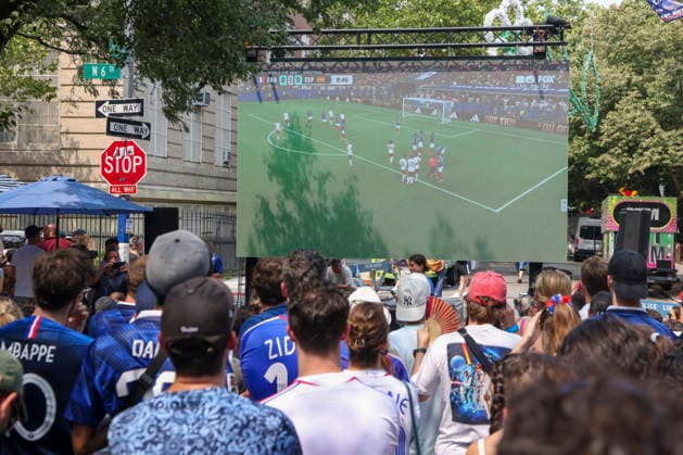 People watch Spain vs France during Bastille Day celebration in New York People watch the Spain vs France World Cup game during the Maison Provence Bastille Day celebration and World Cup watch party in the Brooklyn borough of New York, New York, USA, 14 July 2026. NEW YORK NEW YORK UNITED STATES  Copyright: xSARAHxYENESELx