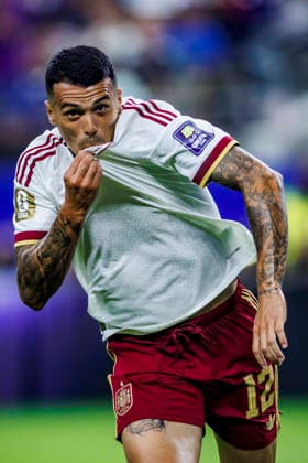 France vs Spain - FIFA World Cup, WM, Weltmeisterschaft, Fussball 2026 - 14 07 2026 Pedro Porro of Spain celebrates his goal during the FIFA World Cup 2026 semi finals match between France and Spain at Dallas Stadium on July 14, 2026 in Arlington, Texas, Estados Unidos Arlington Estados Unidos Copyright: xPGSxPhotoxAgencyx