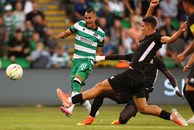 UEFA Champions League First Qualifying Round Second Leg, Tallaght Stadium, Dublin 14 7 2026 Shamrock Rovers vs Floriana Rover™s Graham Burke scores his sides fourth goal Graham Burke scores his sides fourth goal 14 7 2026  Copyright: xx JFD13050