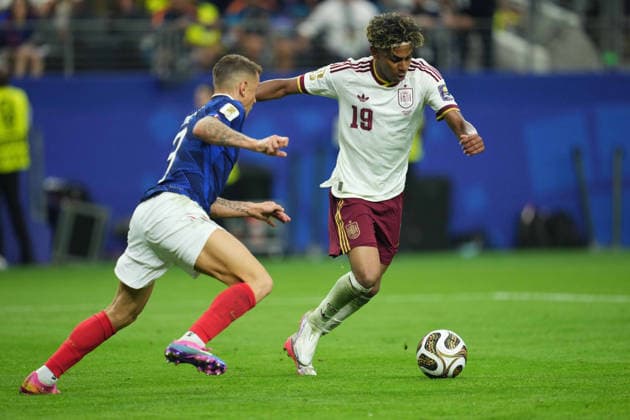 Lamine Yamal (Spain) during France and Spain, Semi final FIFA World Cup, WM, Weltmeisterschaft, Fussball 2026, Dallas Stadium, Dallas, USA on July 14, 2026. Thor Wegner DeFodi Images. (Photo by DeFodi Images) - *** Lamine Yamal of Spain during the France vs. Spain semifinal match at the 2026 FIFA World Cup, Dallas Stadium, Dallas, USA, on July 14, 2026. Photo by DeFodi Images (Thor Wegner)