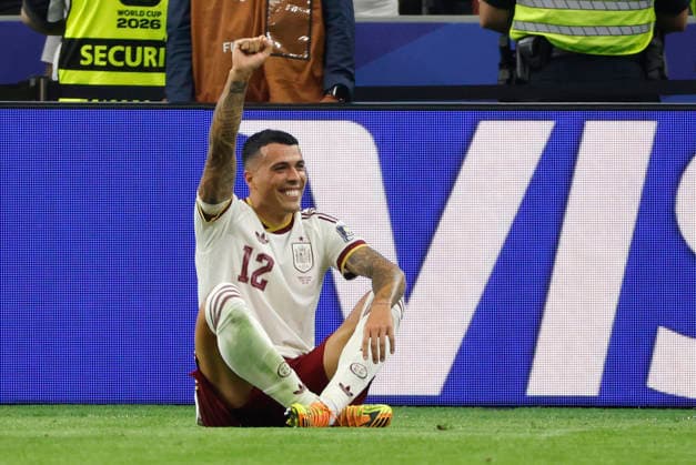 Pedro Porro of Spain celebrates a goal during the 2026 FIFA World Cup, WM, Weltmeisterschaft, Fussball semi-final match between France and Spain at AT&T Stadium in Arlington, USA, 14 July 2026. FIFA World Cup 2026: France - Spain !ACHTUNG: NUR REDAKTIONELLE NUTZUNG!  Copyright: xLavandeiraxJrx GR2106 20260714-55020894198_1