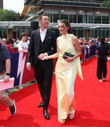 Jacob Misiorowski 32 of the Milwaukee Brewers arrives on the red carpet at the 2026 MLB, Baseball Herren, USA All Star Red Carpet Show in Philadelphia, Pennsylvania, on Tuesday, July 14, 2026.  PHI202607142070 LAURENCExKESTERSON