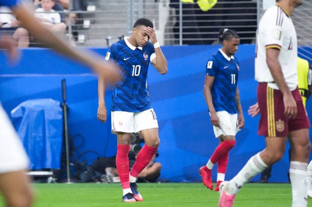 Kylian Mbappe of France reacts during a FIFA Men’s World Cup 2026 semi-final football match between France and Spain at Dallas Stadium, in Arlington on July 14th 2026 (Photo by Alexandra Fechete SPP)  Copyright: xAlexandraxFechete SPPx Sportspressphoto_SPR190725